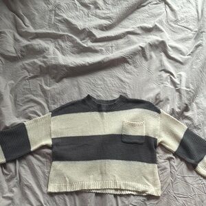 Striped Gray and Cream Sweater